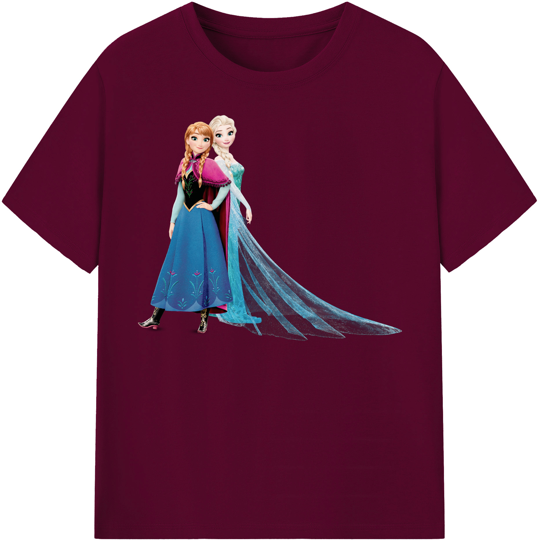 （画像用） アナと雪の女王 アンナ エルサ Frozen Anna Elsa レディースカジュアルプリントTシャツ（綿100％）